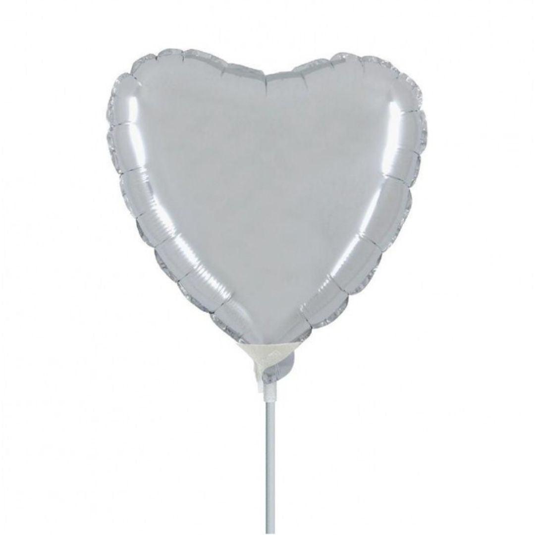 Mini Shape Mylar Cuore 9'' Argento Liscio – The Colours of Balloons