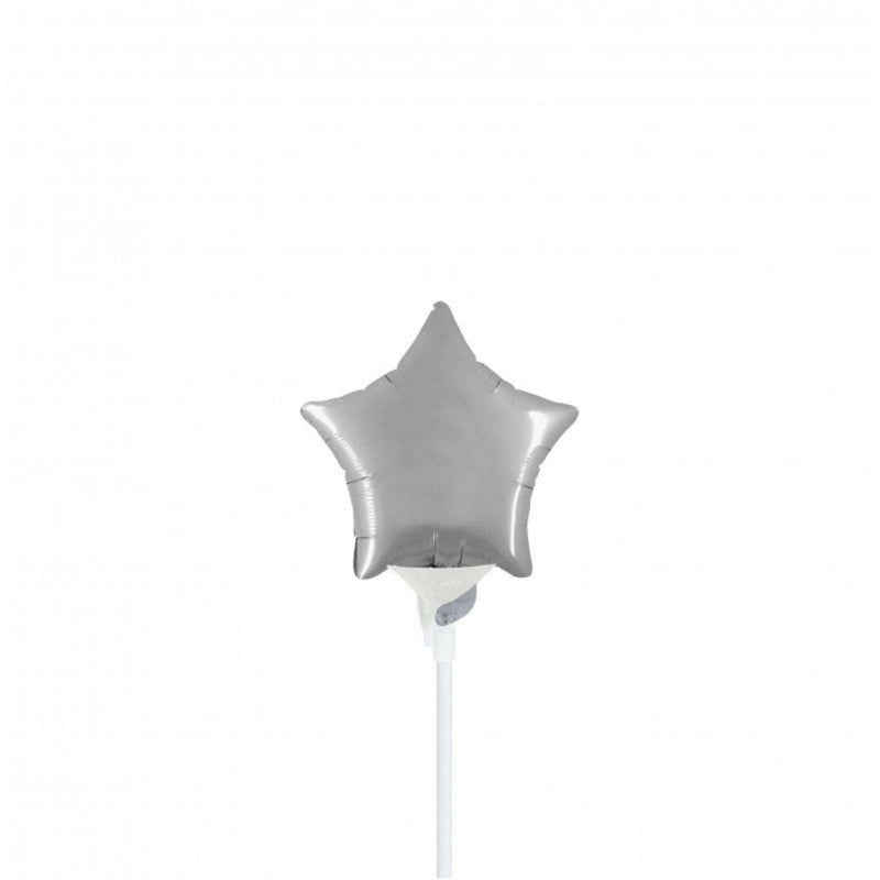 Mini Shape Mylar Stella 4'' Argento Liscio - The Colours of Balloons