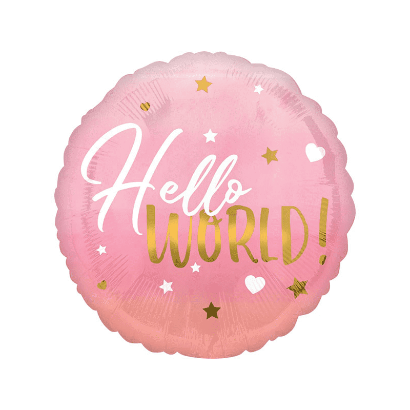 Palloncino Foil 18'' Hello World Rosa - The Colours of Balloons